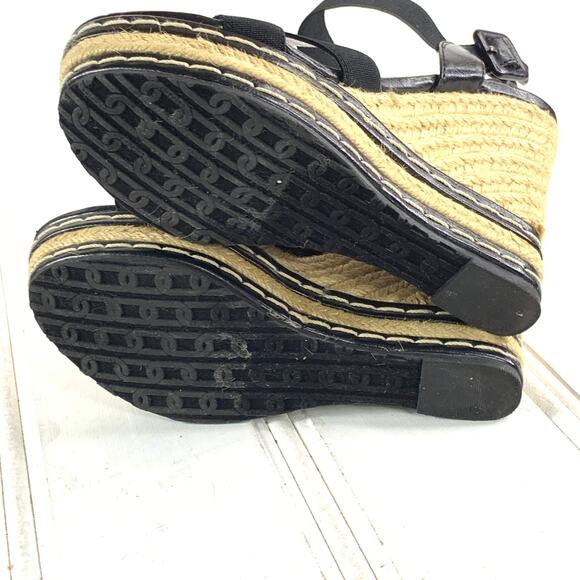 Charles David 5.5 Black Espadrilles Wedges Shoes Open Toe Ankle Strappy Sandal - Picture 6 of 12
